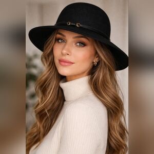 ADORA, Women's Hat, Black 100% Wool, Adjustable